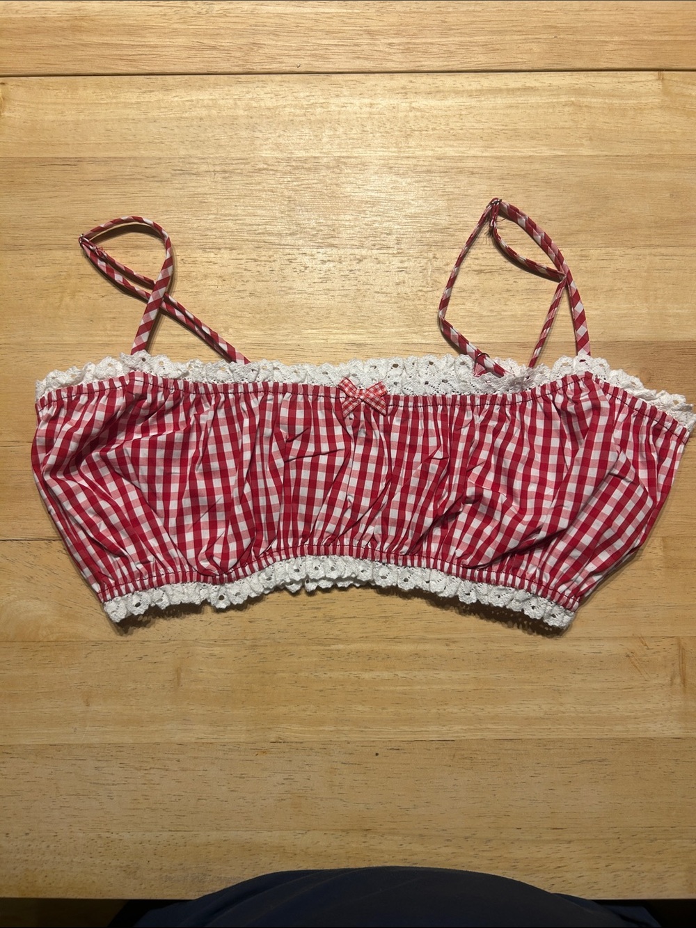 Fashion Nova Red and White Gingham Cropped Bralette